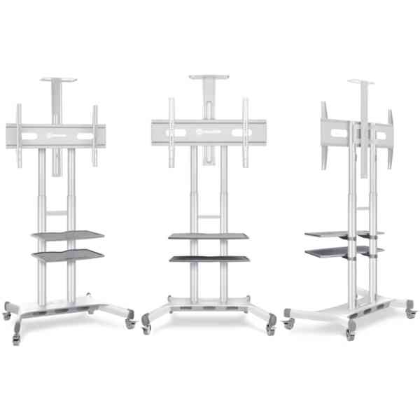 Mobile TV Stand Rolling TV Cart for 50'' - “ 83'' screens up to 200 lbs ONKRON TS1881, White  - Image 3