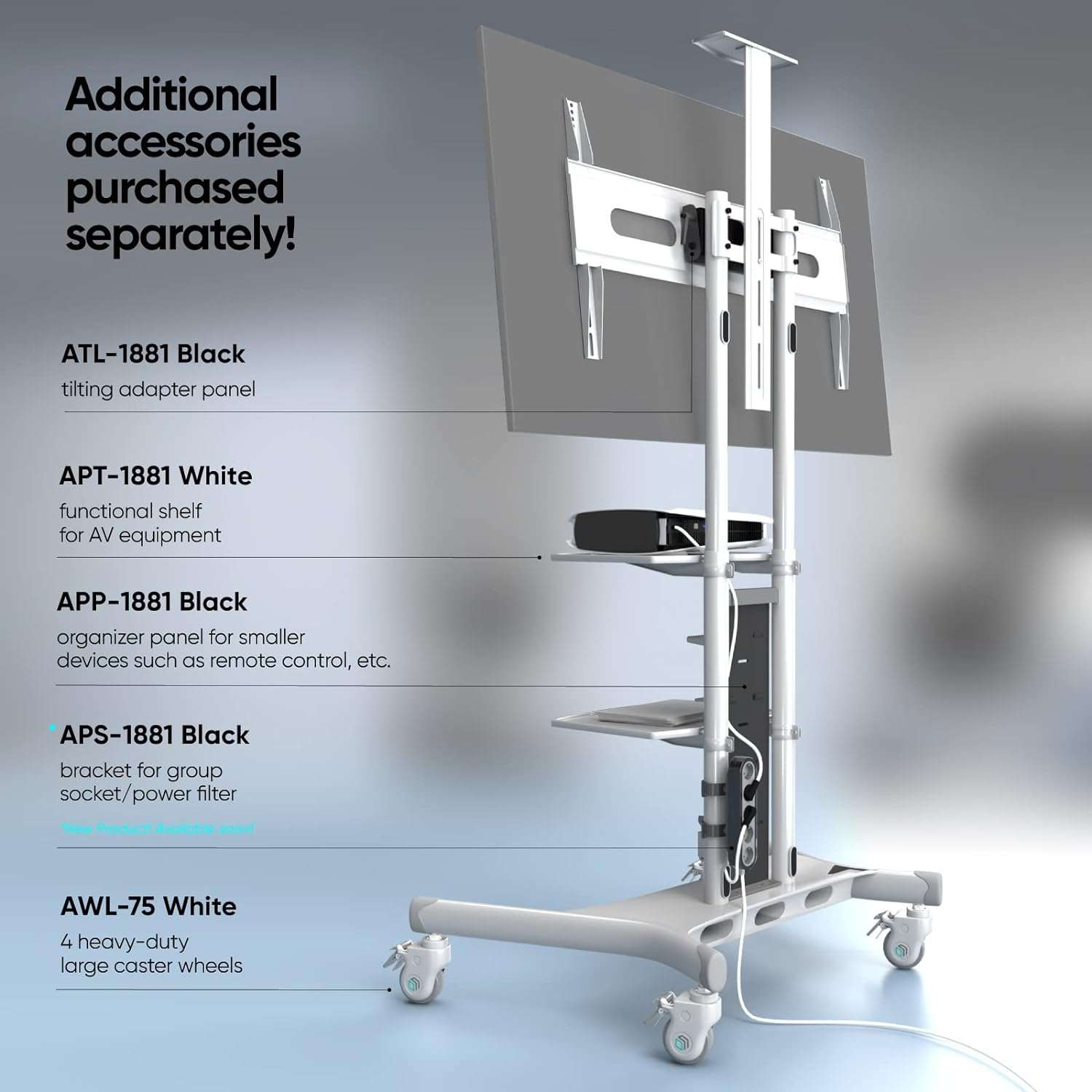 Mobile TV Stand Rolling TV Cart for 50''– 86'' screens up to 200 lbs ONKRON TS1881, White | +254100720022 Mobile TV Stand Rolling TV Cart for 50''– 86'' screens up to 200 lbs ONKRON TS1881, White | +254100720022