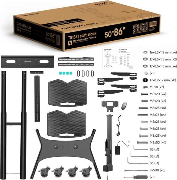"Motorized TV Lift w/ Remote Control Mobile TV Stand for 50-86" TVs up to 233 lbs ONKRON TS1881 eLift" | +254100720022