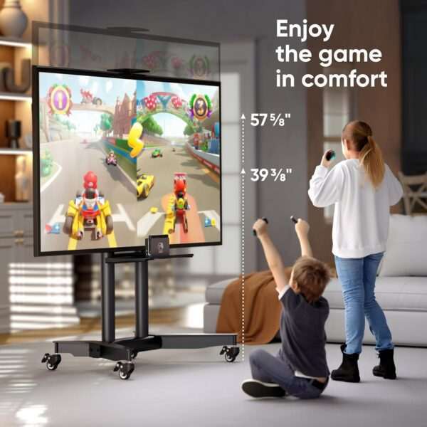 ONKRON Mobile TV Stand for 32" - 75" TVs up to 132 lbs, Portable TV Stand on Wheels with VESA up to 600x400, TV Cart Rolling TV Stand, High TV Stand Mobile/Floor TV Stand Rolling Cart Black | +254100720022