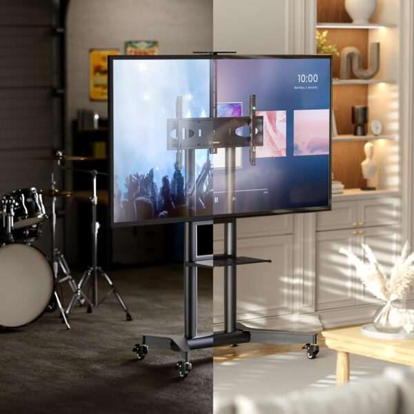 ONKRON Mobile TV Stand for 32" - 75" TVs up to 132 lbs, Portable TV Stand on Wheels with VESA up to 600x400, TV Cart Rolling TV Stand, High TV Stand Mobile/Floor TV Stand Rolling Cart Black | +254100720022