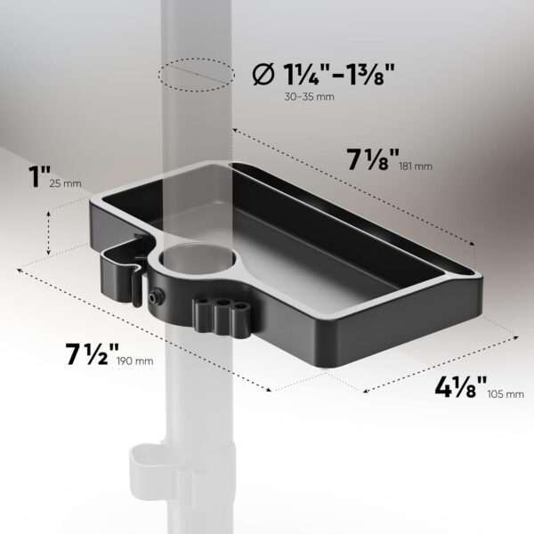 ONKRON Organizer Shelf Pole Mount for
  D101E, D121E, D208E, D221E Monitor Mount, G70, G140, G280 Monitor arms, PT2,
  PT3, TS5065 TV Stand - Storage Platform for Column or Tube Diameter 30-35 mm,
  Black | +254100720022