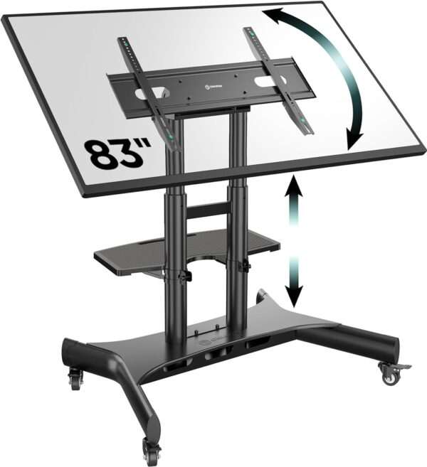 "Tilting Mobile TV Stand TV Cart for 50"-83" up to 154 lbs Interactive Screens ONKRON TS1380, Black" | +254100720022