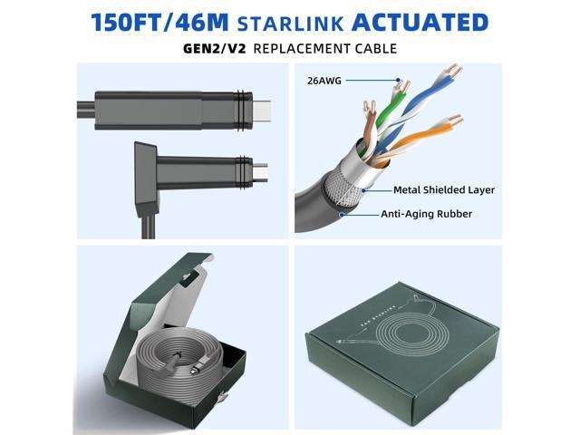 Câble Réseau 46m Extérieur Câble De Remplacement Starlink étanche Et Résistant à La Câble Extérieur Résistant Intempéries