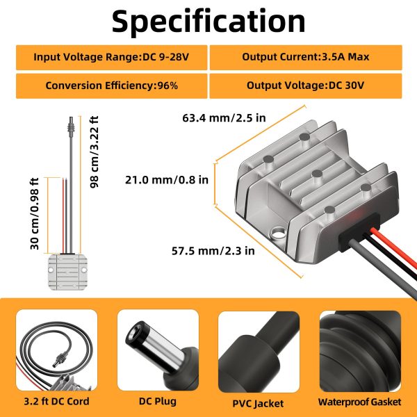 DC 9V to 28V Boost Converter with DC Power Cable for Starlink Mini - Image 2