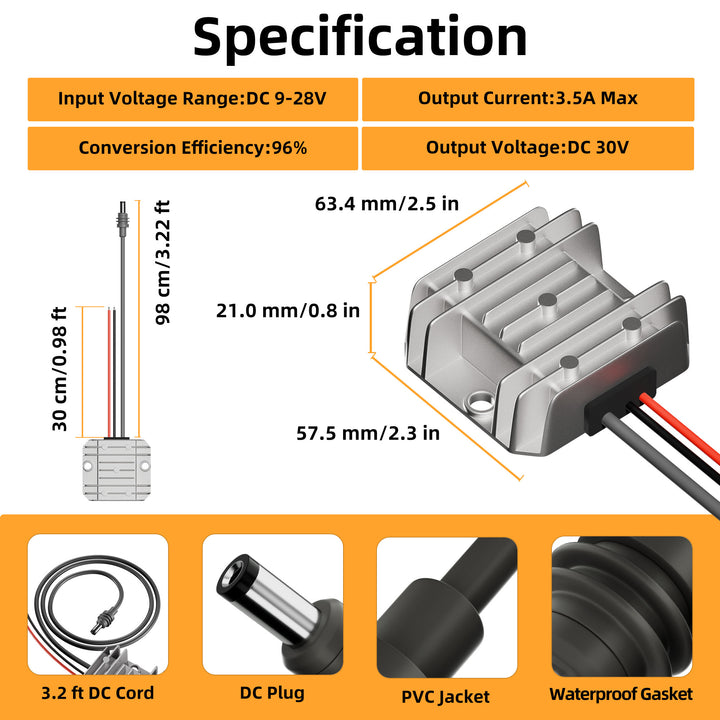 DC 9V to 28V Boost Converter with DC Power Cable for Starlink Mini - Image 5