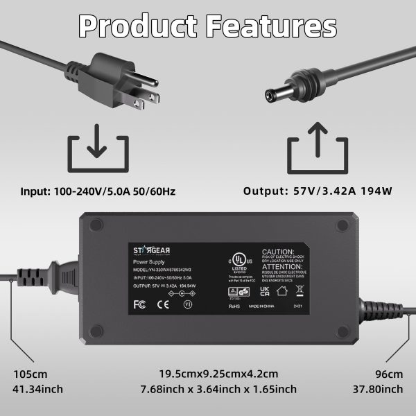 Starlink Gen 3 195W AC to DC Power Supply Adapter with AC Cord - Image 2