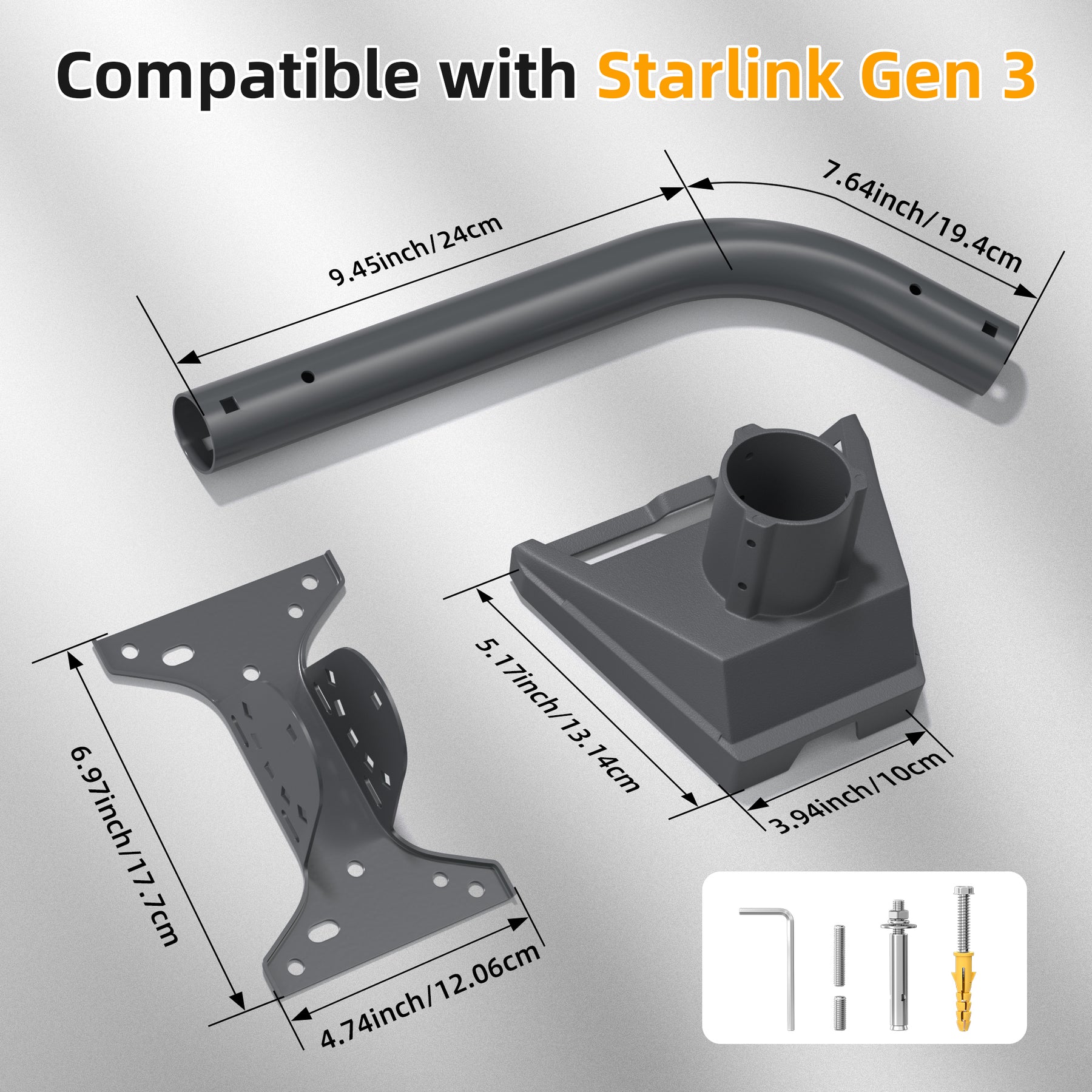 Starlink Gen 3 Standard Wall and Roof Mount Kit with Pipe Adapter and Pole - Image 2