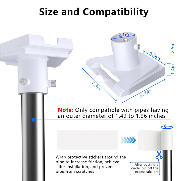 Starlink Gen3 Pipe Adapter Kickstand for Pole Mounting Fits 1.49-1.96" Poles - Image 5