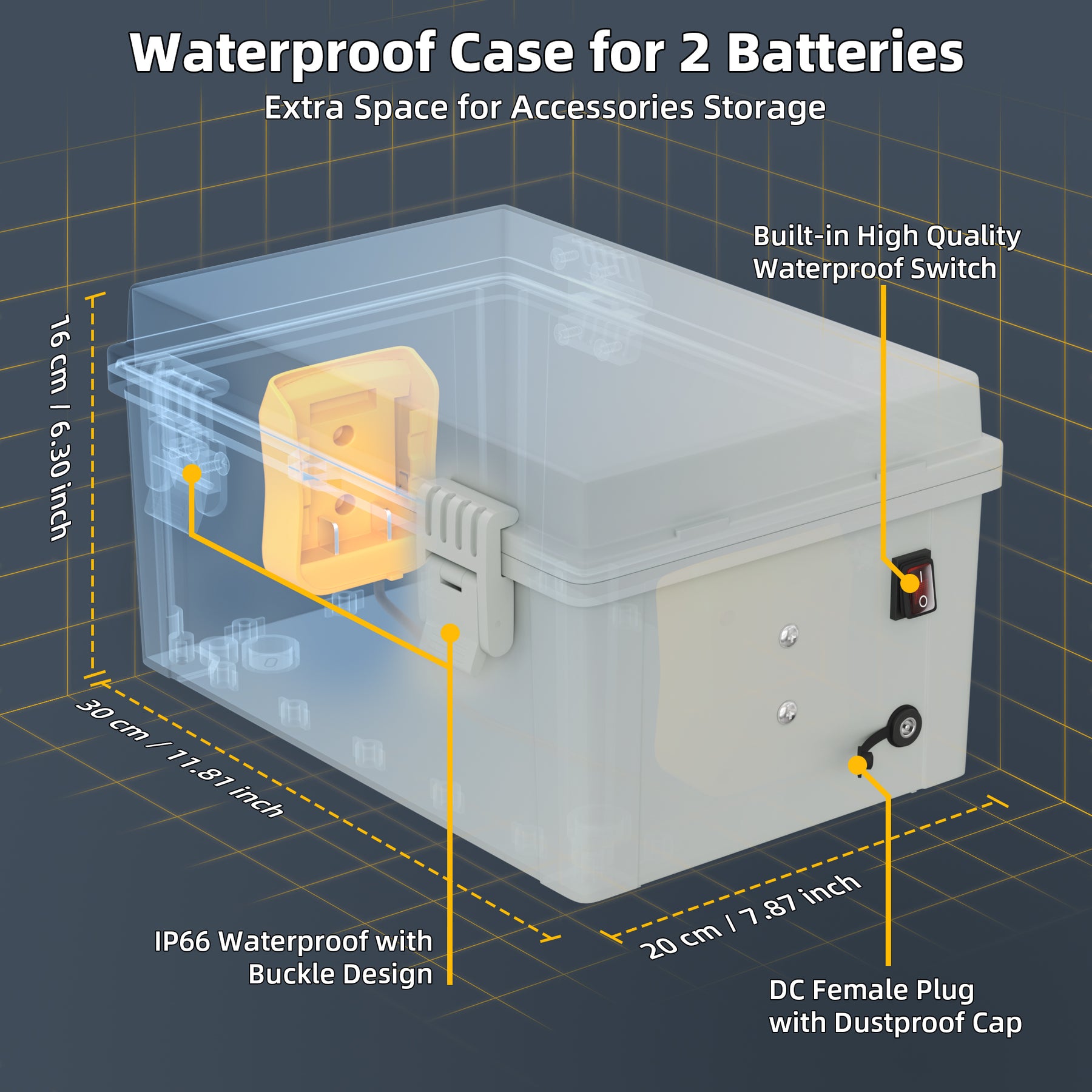 Starlink Mini Dual Dewalt 18V/20V Battery Adapter Box with DC Plug & Switch | +254100720022 Starlink Mini Dual Dewalt 18V/20V Battery Adapter Box with DC Plug & Switch - Image 2