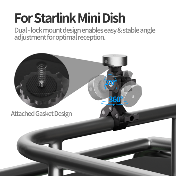 Starlink Mini Clamp Mount with 1/4" Screw Mount and Tripod Adapter - Image 5