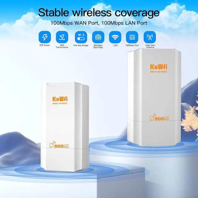 KuWFi 5.8G Wireless Network Ethernet Bridge, Long Range Transmission WiFi Access Point Outdoor AP CPE Kit IP65 Waterproof Point to Point WiFi Bridge for Extend starlink Router Signal 2-Packs | +254100720022 KuWFi 5.8G Wireless Network Ethernet Bridge, Long Range Transmission WiFi Access Point Outdoor AP CPE Kit IP65 Waterproof Point to Point WiFi Bridge for Extend starlink Router Signal 2-Packs - Image 4