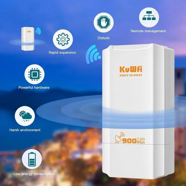 KuWFi 5.8G Wireless Network Ethernet Bridge, Long Range Transmission WiFi Access Point Outdoor AP CPE Kit IP65 Waterproof Point to Point WiFi Bridge for Extend starlink Router Signal 2-Packs | +254100720022 KuWFi 5.8G Wireless Network Ethernet Bridge, Long Range Transmission WiFi Access Point Outdoor AP CPE Kit IP65 Waterproof Point to Point WiFi Bridge for Extend starlink Router Signal 2-Packs - Image 5