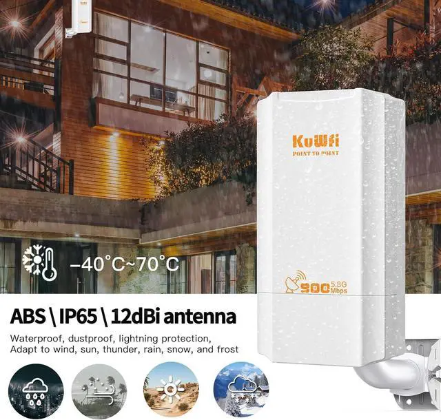 KuWFi 5.8G Wireless Network Ethernet Bridge, Long Range Transmission WiFi Access Point Outdoor AP CPE Kit IP65 Waterproof Point to Point WiFi Bridge for Extend starlink Router Signal 2-Packs | +254100720022 KuWFi 5.8G Wireless Network Ethernet Bridge, Long Range Transmission WiFi Access Point Outdoor AP CPE Kit IP65 Waterproof Point to Point WiFi Bridge for Extend starlink Router Signal 2-Packs - Image 6