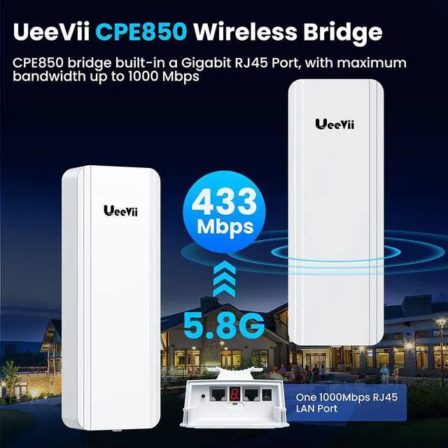 Gigabit Wireless Bridge, UeeVii CPE850 5.8GHz Point to Point/Multipoint WiFi Bridge, 5KM Long Range Outdoor WiFi CPE with 16dBi Antenna, 24V PoE Power, Extend Network to Barns, Shops, Garages | +254100720022 Gigabit Wireless Bridge, UeeVii CPE850 5.8GHz Point to Point/Multipoint WiFi Bridge, 5KM Long Range Outdoor WiFi CPE with 16dBi Antenna, 24V PoE Power, Extend Network to Barns, Shops, Garages - Image 3