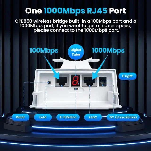 Gigabit Wireless Bridge, UeeVii CPE850 5.8GHz Point to Point/Multipoint WiFi Bridge, 5KM Long Range Outdoor WiFi CPE with 16dBi Antenna, 24V PoE Power, Extend Network to Barns, Shops, Garages | +254100720022 Gigabit Wireless Bridge, UeeVii CPE850 5.8GHz Point to Point/Multipoint WiFi Bridge, 5KM Long Range Outdoor WiFi CPE with 16dBi Antenna, 24V PoE Power, Extend Network to Barns, Shops, Garages - Image 4