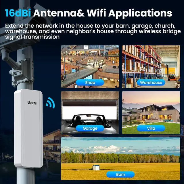 Gigabit Wireless Bridge, UeeVii CPE850 5.8GHz Point to Point/Multipoint WiFi Bridge, 5KM Long Range Outdoor WiFi CPE with 16dBi Antenna, 24V PoE Power, Extend Network to Barns, Shops, Garages | +254100720022 Gigabit Wireless Bridge, UeeVii CPE850 5.8GHz Point to Point/Multipoint WiFi Bridge, 5KM Long Range Outdoor WiFi CPE with 16dBi Antenna, 24V PoE Power, Extend Network to Barns, Shops, Garages - Image 6