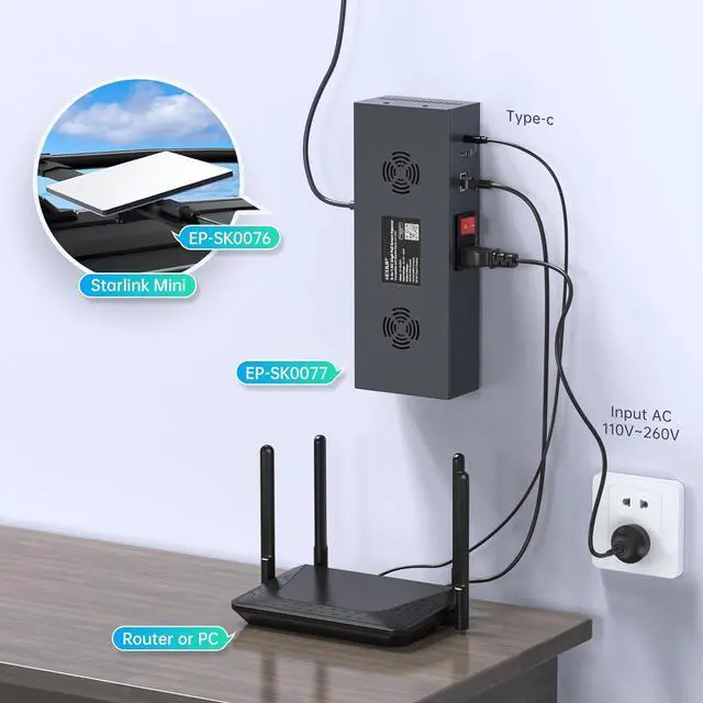 Starlink Mini PoE Splitter Adapter Kit180W GigE Passive & ESD Protection, Stalink Mini DC Power Kit with USB C Power Outputs and DC Step-Up Converter, AC 110-260V to DC 48V/3A for Star link Mini Dish | +254100720022 Starlink Mini PoE Splitter Adapter Kit180W GigE Passive & ESD Protection, Stalink Mini DC Power Kit with USB C Power Outputs and DC Step-Up Converter, AC 110-260V to DC 48V/3A for Star link Mini Dish - Image 4
