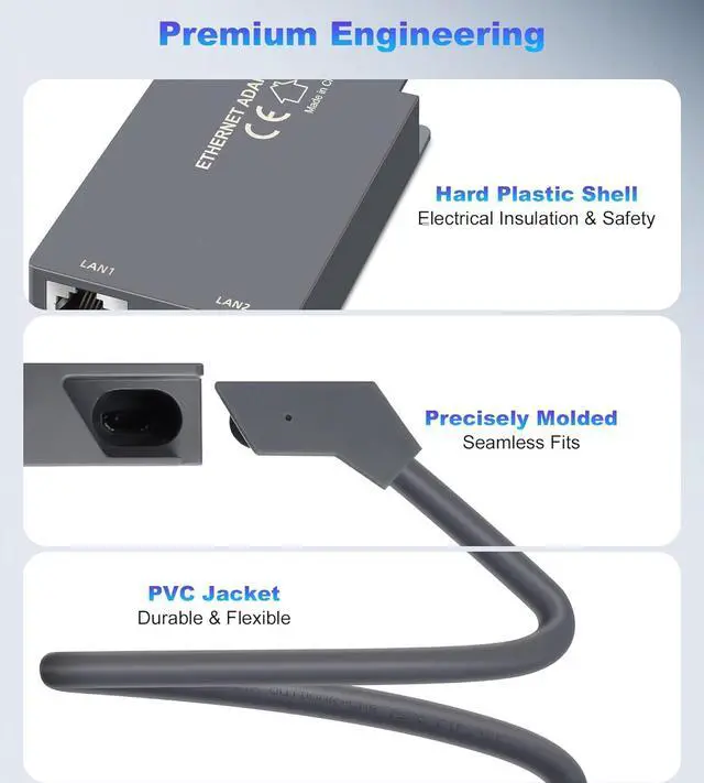 Ethernet Adapter for Starlink Standard Actuated Gen 2, 2 Ports Starlink GEN 2/V2 RJ45 Dish Female to Router Male Adapter for Starlink Dish Satellite Internet V2 for Wired External Network | +254100720022 Ethernet Adapter for Starlink Standard Actuated Gen 2, 2 Ports Starlink GEN 2/V2 RJ45 Dish Female to Router Male Adapter for Starlink Dish Satellite Internet V2 for Wired External Network - Image 4