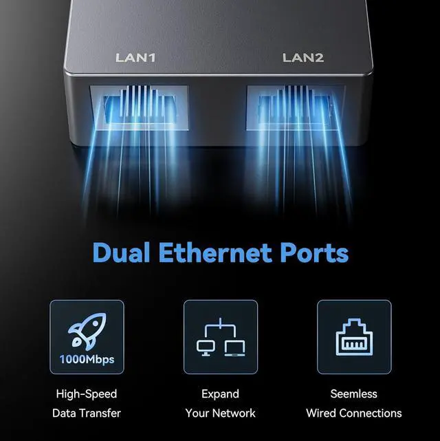 Unew 2 Port Gigabit Ethernet Splitter Compatible with Starlink Gen3 Mini 1000Mbps RJ45 LAN Network Adapter Plug and Play for PC Camera Game Console | +254100720022 Unew 2 Port Gigabit Ethernet Splitter Compatible with Starlink Gen3 Mini 1000Mbps RJ45 LAN Network Adapter Plug and Play for PC Camera Game Console - Image 5