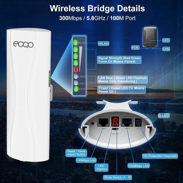 Point to Point Starlink Internet WiFi Extender with Bracket Mount, 5.8GHz 3KM 1000Mbps Outdoor Wireless Bridge for Starlink Mini, Gen 3 Router & Gen 2 with Ethernet Adapter, 2 LAN Ports, 2-Pack | +254100720022 Point to Point Starlink Internet WiFi Extender with Bracket Mount, 5.8GHz 3KM 1000Mbps Outdoor Wireless Bridge for Starlink Mini, Gen 3 Router & Gen 2 with Ethernet Adapter, 2 LAN Ports, 2-Pack - Image 2