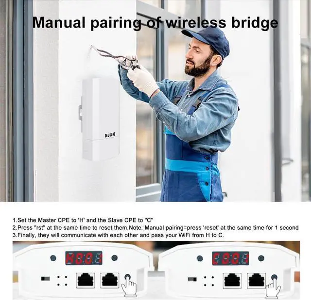 KuWFi 2-Pack 300Mbps Wireless Bridge, Outdoor CPE WiFi Kit Point to Point Wireless Access Point 2.4G Internet Bridge 1KM Transmission Distance Solution for starlink Signal | +254100720022 KuWFi 2-Pack 300Mbps Wireless Bridge, Outdoor CPE WiFi Kit Point to Point Wireless Access Point 2.4G Internet Bridge 1KM Transmission Distance Solution for starlink Signal - Image 4