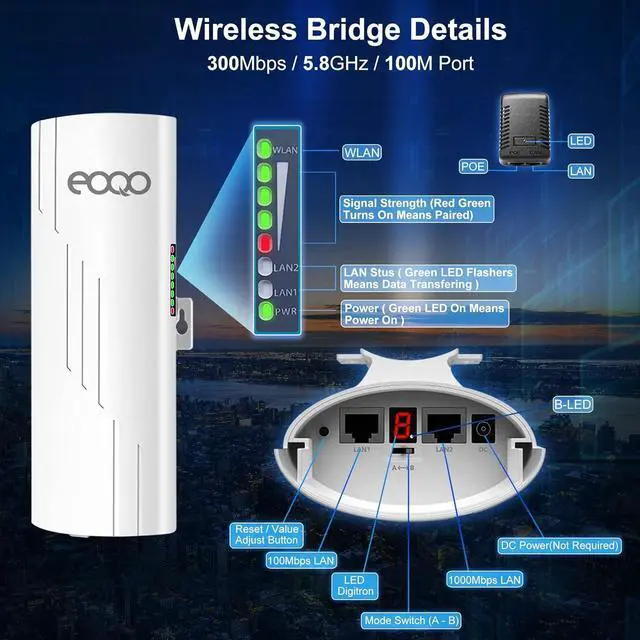 Point to Point Wireless Bridge Outdoor with Mount Bracket for Starlink Gen 3 Router Internet Extension, 5.8GHz 1000Mbps Starlink WiFi Extender, 3KM Ethernet Bridge 2 RJ45 LAN Port 2-Pack | +254100720022 Point to Point Wireless Bridge Outdoor with Mount Bracket for Starlink Gen 3 Router Internet Extension, 5.8GHz 1000Mbps Starlink WiFi Extender, 3KM Ethernet Bridge 2 RJ45 LAN Port 2-Pack - Image 3