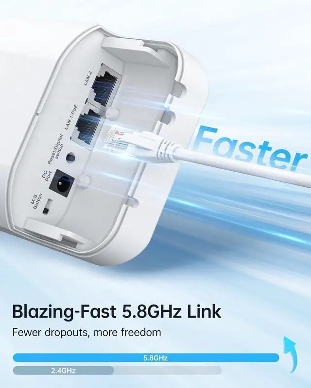 Wireless Bridge Point to Point Outdoor: Ueevii 5.8GHz Dual 100Mbps WiFi Bridge, 2KM Range CPE for Network Extend, PoE Adapter, IP65 Weatherproof, CPE453 for Starlink Garage Barn Shop | +254100720022 Wireless Bridge Point to Point Outdoor: Ueevii 5.8GHz Dual 100Mbps WiFi Bridge, 2KM Range CPE for Network Extend, PoE Adapter, IP65 Weatherproof, CPE453 for Starlink Garage Barn Shop - Image 4