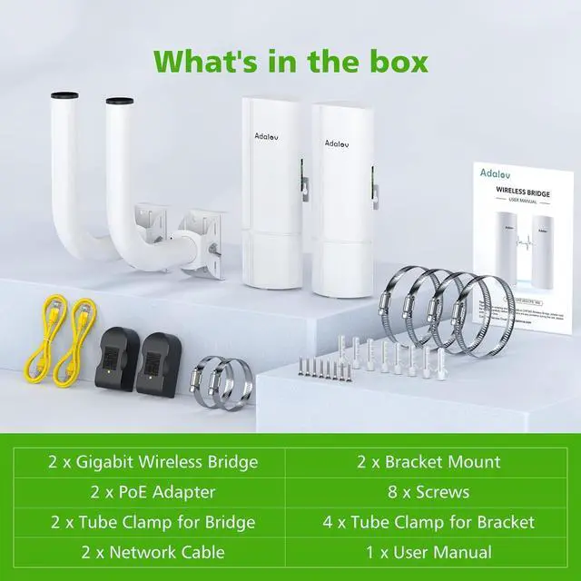 Gigabit Wireless Bridge with Mounts, 5.8G Point to Point Extender, 3KM Outdoor WiFi Bridges with 16dBi Antenna for Barn, Garage, RV, Farm, CCTV/IP Camera, Starlink Network Extension, Network Sharing | +254100720022 Gigabit Wireless Bridge with Mounts, 5.8G Point to Point Extender, 3KM Outdoor WiFi Bridges with 16dBi Antenna for Barn, Garage, RV, Farm, CCTV/IP Camera, Starlink Network Extension, Network Sharing - Image 6