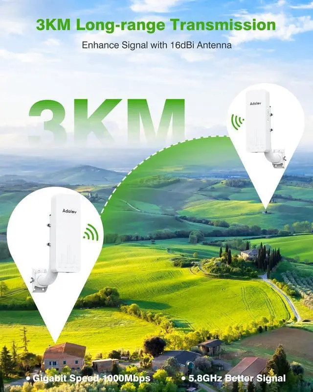 CPE661 Gigabit Wireless Bridge with Mounts, Dual WiFi Broadcasters, 3KM 5.8GHz Outdoor Point-to-Point WiFi Extender, Long Range Network Extension Compatible with Starlink, Farm, Garage, Barn | +254100720022 CPE661 Gigabit Wireless Bridge with Mounts, Dual WiFi Broadcasters, 3KM 5.8GHz Outdoor Point-to-Point WiFi Extender, Long Range Network Extension Compatible with Starlink, Farm, Garage, Barn - Image 2
