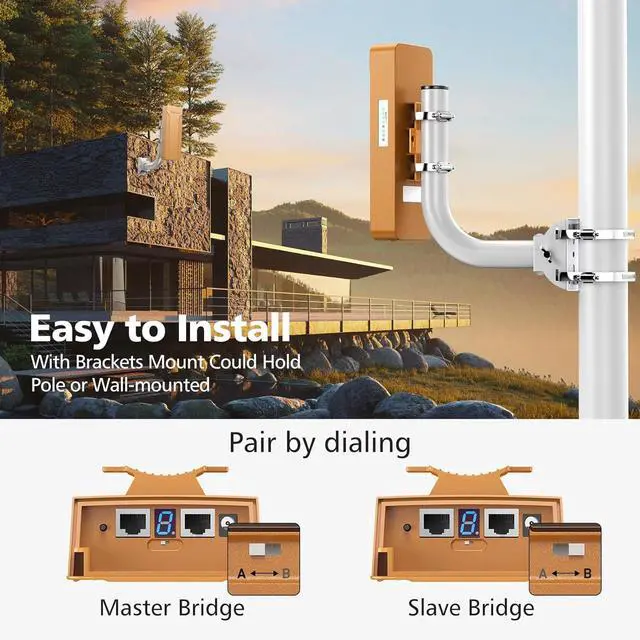 CPE469 Dual Band Wireless Bridges with Bracket Mounts, 3KM Long Range Gigabit WiFi Bridge+Adalov Universal Adjustable Mounting Bracket for Wall Mounted/Hole Pole, Antenna Wall-Mounted Mounting Pole | +254100720022 CPE469 Dual Band Wireless Bridges with Bracket Mounts, 3KM Long Range Gigabit WiFi Bridge+Adalov Universal Adjustable Mounting Bracket for Wall Mounted/Hole Pole, Antenna Wall-Mounted Mounting Pole - Image 4