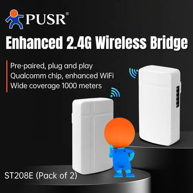 2 Piece 2.4GHZ Point to Point/MultiPoint Wireless Bridge Qualcomm Solution Plug and Play Up to 1000M IP64 Water Proof Elevator Control Application ST208E | +254100720022 2 Piece 2.4GHZ Point to Point/MultiPoint Wireless Bridge Qualcomm Solution Plug and Play Up to 1000M IP64 Water Proof Elevator Control Application ST208E - Image 2