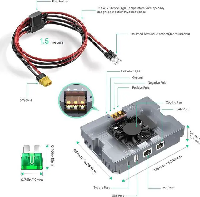 XLTTYWL Starlink Performance(Gen 3) Poe Injector, 9-36V/350W 5 in 1 Gen3 Star Link 12V Adapter with USB-A & C Ports, Smart Cooling and 2M/6.5ft XT60 Cable for Starlink Gen3/Enterprise&HP Dishy | +254100720022 XLTTYWL Starlink Performance(Gen 3) Poe Injector, 9-36V/350W 5 in 1 Gen3 Star Link 12V Adapter with USB-A & C Ports, Smart Cooling and 2M/6.5ft XT60 Cable for Starlink Gen3/Enterprise&HP Dishy - Image 2