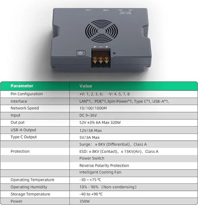 XLTTYWL Starlink Performance(Gen 3) Poe Injector, 9-36V/350W 5 in 1 Gen3 Star Link 12V Adapter with USB-A & C Ports, Smart Cooling and 2M/6.5ft XT60 Cable for Starlink Gen3/Enterprise&HP Dishy | +254100720022 XLTTYWL Starlink Performance(Gen 3) Poe Injector, 9-36V/350W 5 in 1 Gen3 Star Link 12V Adapter with USB-A & C Ports, Smart Cooling and 2M/6.5ft XT60 Cable for Starlink Gen3/Enterprise&HP Dishy - Image 3