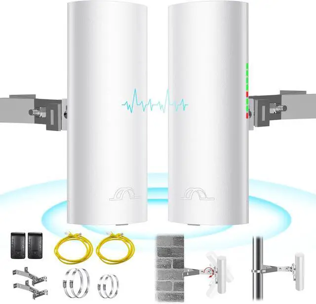 5.8G Wireless Bridge with Pole/Wall Mount Bracket - Extend Starlink Internet to Outdoor Access Point, 2 Miles Point to Point Starlink WiFi Extender with PoE Adapter, IP65 Waterproof Rating (2-Pack) | +254100720022 5.8G Wireless Bridge with Pole/Wall Mount Bracket - Extend Starlink Internet to Outdoor Access Point, 2 Miles Point to Point Starlink WiFi Extender with PoE Adapter, IP65 Waterproof Rating (2-Pack)