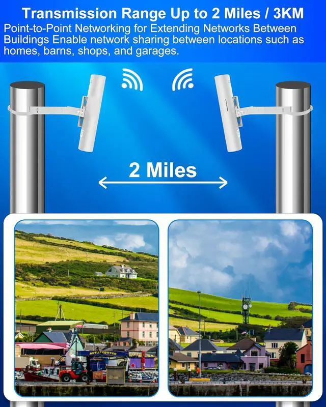 5.8G Wireless Bridge with Pole/Wall Mount Bracket - Extend Starlink Internet to Outdoor Access Point, 2 Miles Point to Point Starlink WiFi Extender with PoE Adapter, IP65 Waterproof Rating (2-Pack) | +254100720022 5.8G Wireless Bridge with Pole/Wall Mount Bracket - Extend Starlink Internet to Outdoor Access Point, 2 Miles Point to Point Starlink WiFi Extender with PoE Adapter, IP65 Waterproof Rating (2-Pack) - Image 3