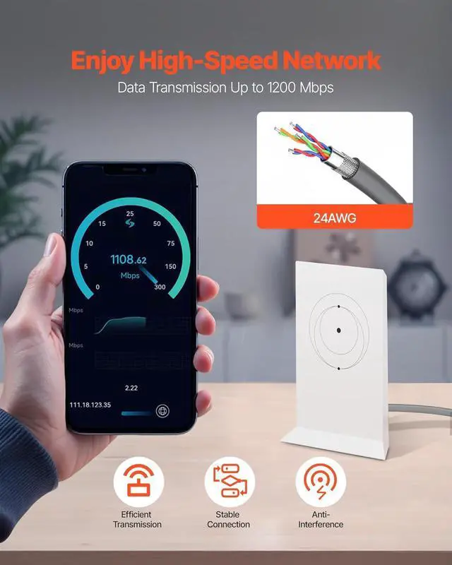 VEVOR Starlink Gen 2 Cable, 75 FT, 24 AWG Copper Core, Durable Extension Cable for Standard Generation 2, Compatible with Starlink Rectangular Satellite V2, Flexible Wiring for RV, Backyard or Camping | +254100720022 VEVOR Starlink Gen 2 Cable, 75 FT, 24 AWG Copper Core, Durable Extension Cable for Standard Generation 2, Compatible with Starlink Rectangular Satellite V2, Flexible Wiring for RV, Backyard or Camping - Image 3
