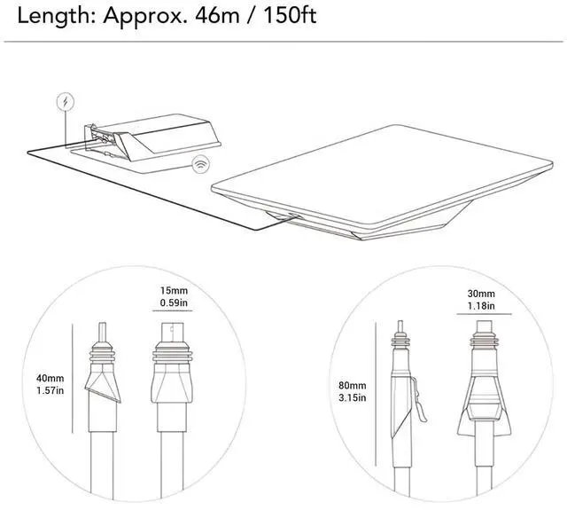 150FT/ 46M Starlink Cable, Rectangular Satellite Replacement Cable, Satellite Internet Accessories & Extension-Cable, for Flat Router Networking | +254100720022 150FT/ 46M Starlink Cable, Rectangular Satellite Replacement Cable, Satellite Internet Accessories & Extension-Cable, for Flat Router Networking - Image 3