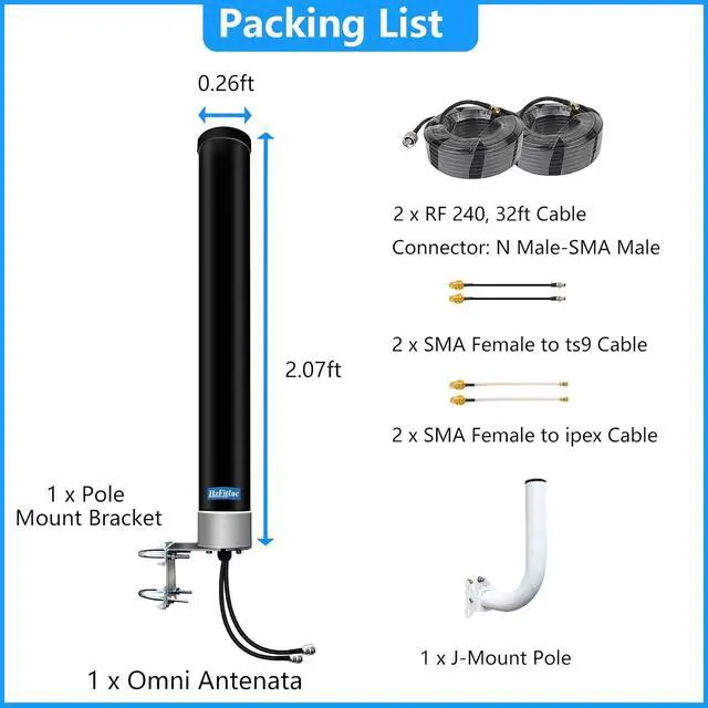 5G 4G LTE MIMO External Antenna Kit for T-Mobile Verizon AT&T 2x2 Gateway Home Internet Cellular Modem Router Mobile WiFi Hotspot MiFi Device with 32ft SMA Cable TS9 IPEX Adaptor | +254100720022 5G 4G LTE MIMO External Antenna Kit for T-Mobile Verizon AT&T 2x2 Gateway Home Internet Cellular Modem Router Mobile WiFi Hotspot MiFi Device with 32ft SMA Cable TS9 IPEX Adaptor - Image 5