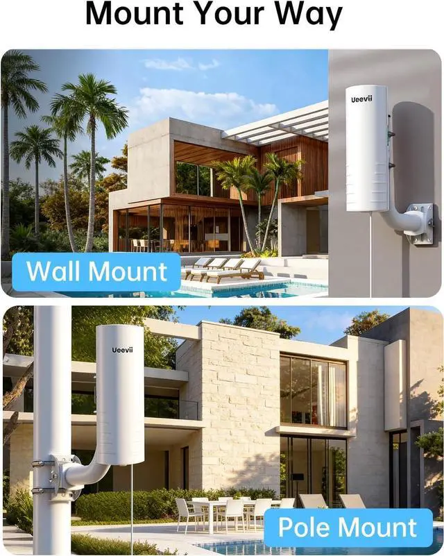 UeeVii Wireless Bridge Point to Point Outdoor CPE452Kit,with AX3000 WiFi Router,Adjustable Pole Mount,5.8G 3KM Range Wifi Bridge PtP/PtMP,Work with Starlink,Extend Network to Barn Garage,24V POE Power | +254100720022 UeeVii Wireless Bridge Point to Point Outdoor CPE452Kit,with AX3000 WiFi Router,Adjustable Pole Mount,5.8G 3KM Range Wifi Bridge PtP/PtMP,Work with Starlink,Extend Network to Barn Garage,24V POE Power - Image 5
