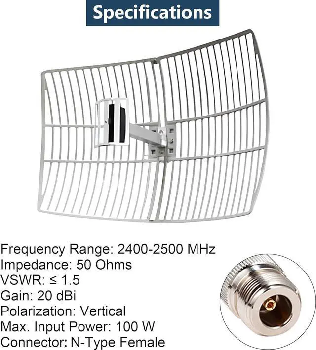 2.4GHz 20dBi High-Gain WiFi Outdoor Directional Grid Parabolic Antenna Dish (2400-2500 MHz) with N-Type Female Connector for Long Distance Signal Reception or Transmission | +254100720022 2.4GHz 20dBi High-Gain WiFi Outdoor Directional Grid Parabolic Antenna Dish (2400-2500 MHz) with N-Type Female Connector for Long Distance Signal Reception or Transmission - Image 5