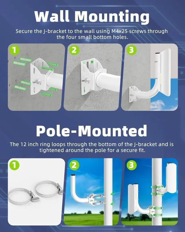 Universal Wireless Bridge Bracket Mount, 4-Pack J Pole Mounts, 180? Adjustable Pole and Wall-Mounted Mount for Outside Antenna Starlink, Outdoor Pole Bracket for AP Access Point Client CPE | +254100720022 Universal Wireless Bridge Bracket Mount, 4-Pack J Pole Mounts, 180? Adjustable Pole and Wall-Mounted Mount for Outside Antenna Starlink, Outdoor Pole Bracket for AP Access Point Client CPE - Image 3