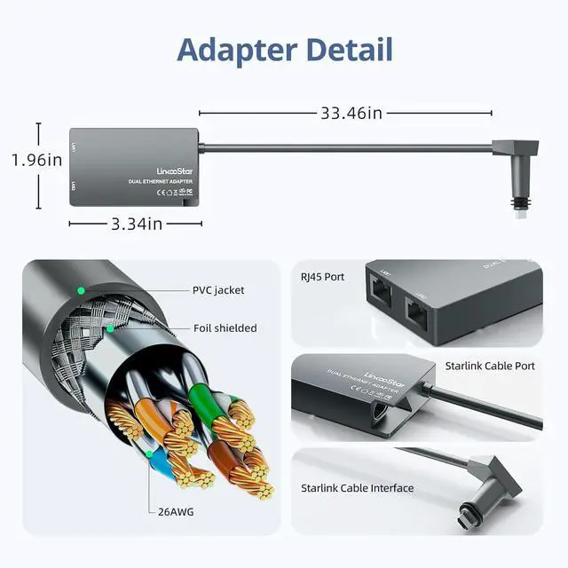 Dual Port Ethernet Adapter for Starlink Gen 2, for Starlink V2 Ethernet Dongles RJ45 Interface Wired Extenders | +254100720022 Dual Port Ethernet Adapter for Starlink Gen 2, for Starlink V2 Ethernet Dongles RJ45 Interface Wired Extenders - Image 5