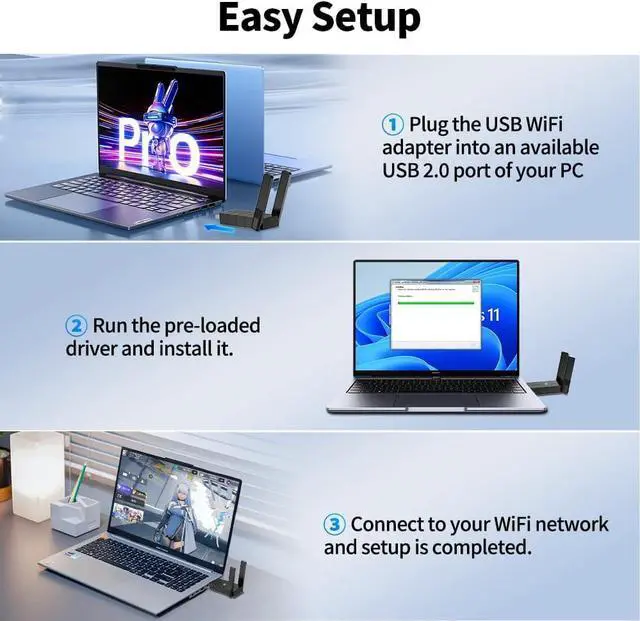 WiFi Adapter for Desktop PC, Wireless Adapter Wide-Coverage Dual Band 2.4GHz 400Mbps and 5GHz 867Mbps, USB 2.0, Dual High Gain Antenna, Supports Windows 10/11, Plug and Play 1300Mbps | +254100720022 WiFi Adapter for Desktop PC, Wireless Adapter Wide-Coverage Dual Band 2.4GHz 400Mbps and 5GHz 867Mbps, USB 2.0, Dual High Gain Antenna, Supports Windows 10/11, Plug and Play 1300Mbps - Image 6