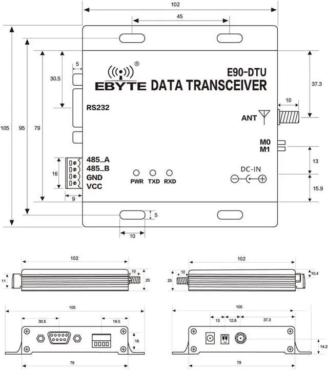 RS232 RS485 Modbus Wireless Transceiver 433MHz 37dbm E90-DTU(433C37) 10km Half Duplex High Speed Continuous Modbus IOT Wireless Transceiver Module | +254100720022 RS232 RS485 Modbus Wireless Transceiver 433MHz 37dbm E90-DTU(433C37) 10km Half Duplex High Speed Continuous Modbus IOT Wireless Transceiver Module - Image 6
