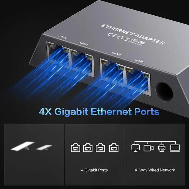 Ethernet Adapter with 4 RJ45 Ports for Starlink Gen3/Mini,Multi Ports with Wired External Network,Connect Virtually Any RJ45-Equipped DeviceRouters,Laptops,Desktops,Smart TVs,Printers | +254100720022 Ethernet Adapter with 4 RJ45 Ports for Starlink Gen3/Mini,Multi Ports with Wired External Network,Connect Virtually Any RJ45-Equipped DeviceRouters,Laptops,Desktops,Smart TVs,Printers - Image 3