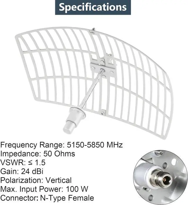 5.8GHz 5GHz 24dBi High-Gain WiFi Outdoor Directional Dish Antenna (5150-5850 MHz) N-Type Female Grid Parabolic | +254100720022 5.8GHz 5GHz 24dBi High-Gain WiFi Outdoor Directional Dish Antenna (5150-5850 MHz) N-Type Female Grid Parabolic - Image 3