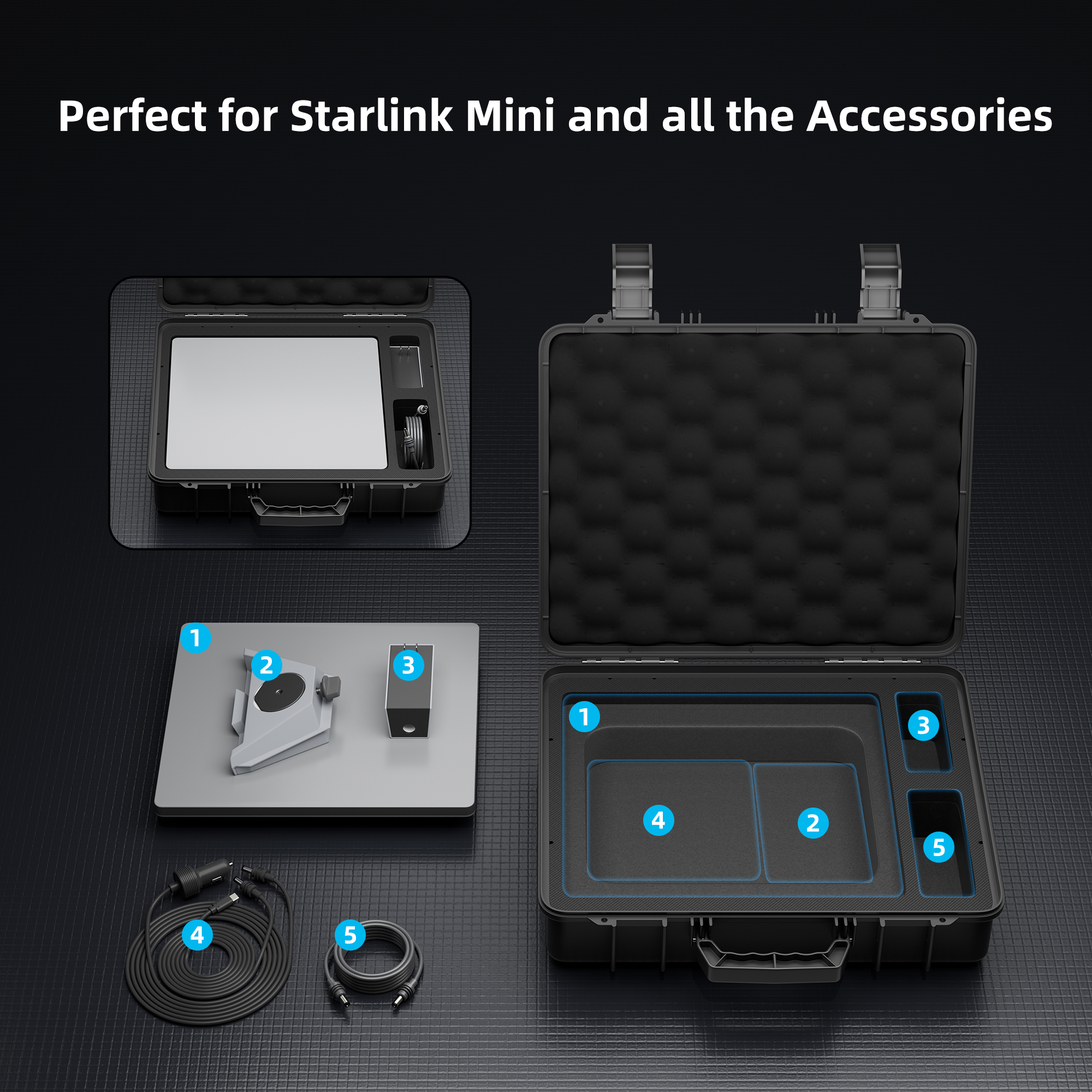 MINI-BAG3-BK Black Hard Protective Travel Case for Starlink Mini Kit with Organized Storage | Kenya | +254100720022 MINI-BAG3-BK Black Hard Protective Travel
Case for Starlink Mini Kit with Organized Storage | Kenya - Image 3