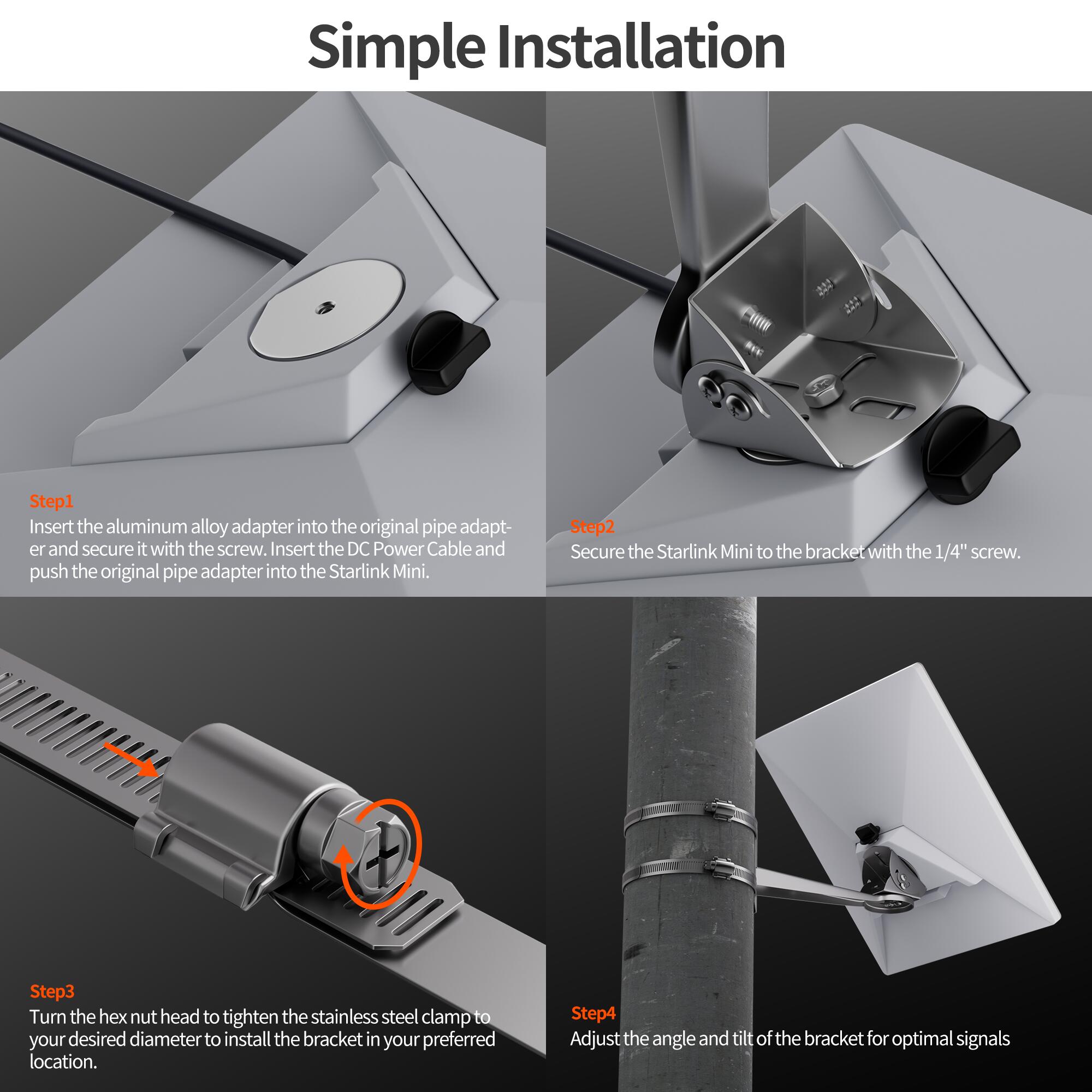 MINI-BR15 Starlink Mini Pole and Beam Mount – Stainless Steel with 360° Adjustable Arm | Kenya | +254100720022 MINI-BR15 Starlink Mini Pole and Beam
Mount – Stainless Steel with 360° Adjustable Arm | Kenya - Image 5