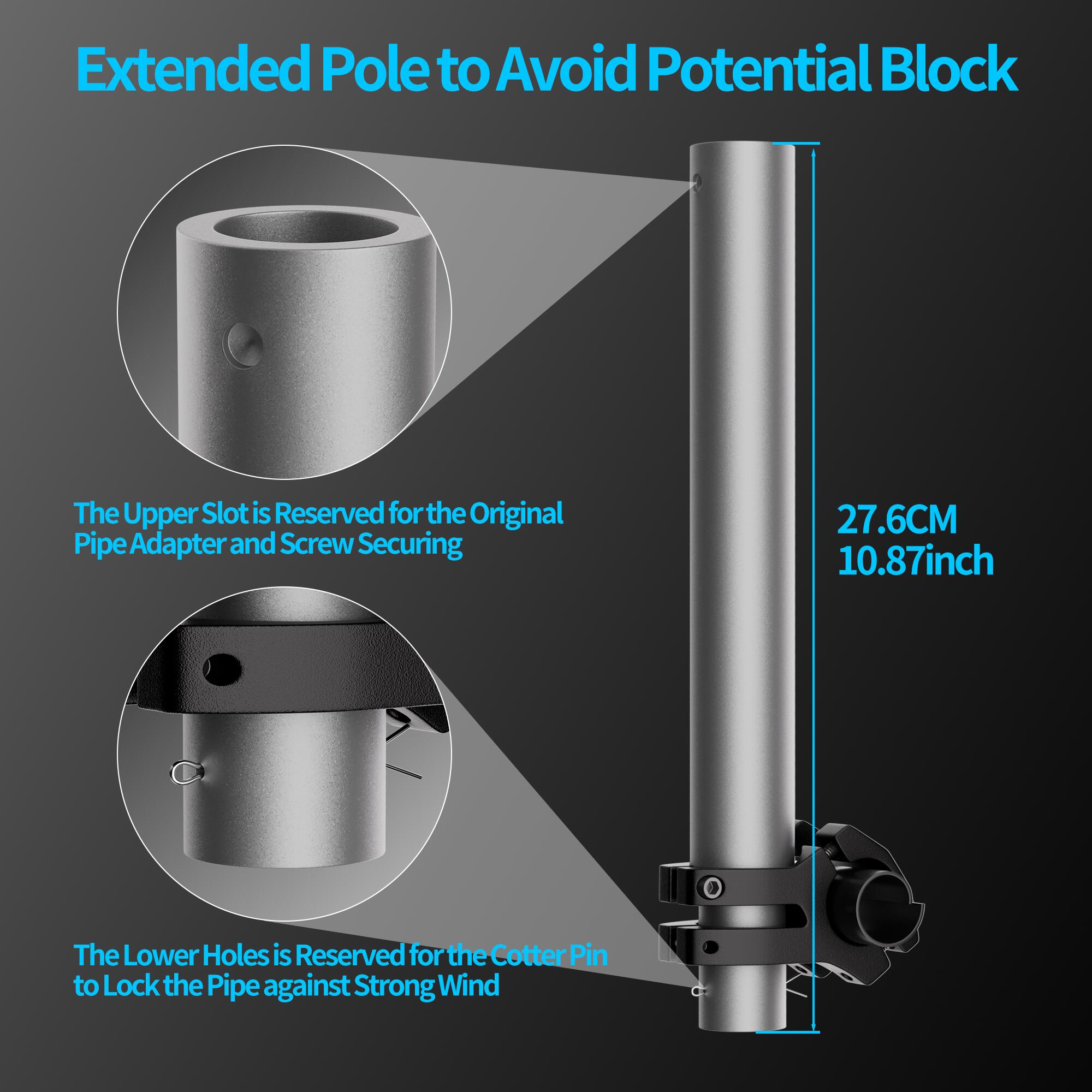 MINI-CM1-L Starlink Mini Pole Mount Kit with Aluminum Alloy Extended Pipe Fits Original Pipe Adapter | Kenya | +254100720022 MINI-CM1-L Starlink Mini Pole Mount Kit
with Aluminum Alloy Extended Pipe Fits Original Pipe Adapter | Kenya - Image 3